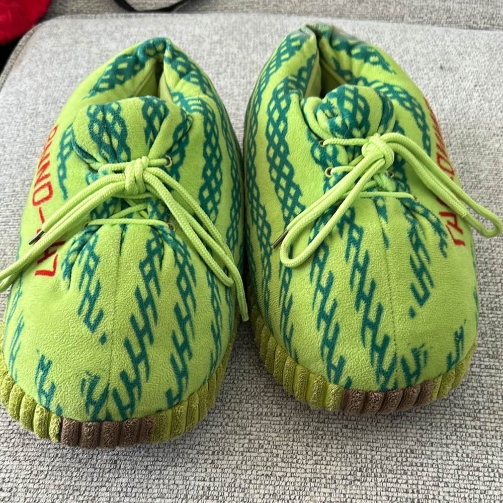 Green and Blue Patterned Slippers